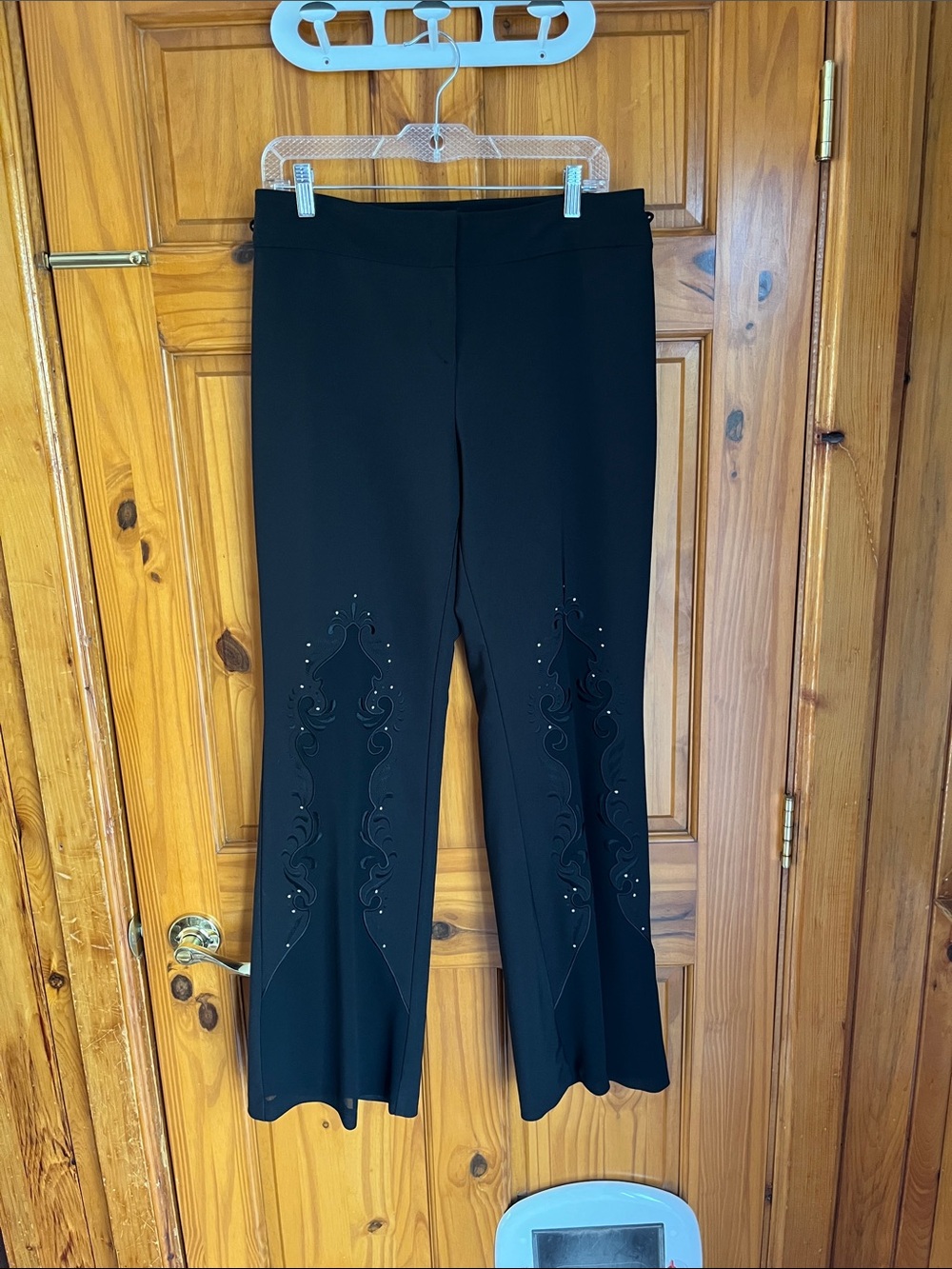 Joseph Ribkoff Black Flared Pants with Subtle Embellishment